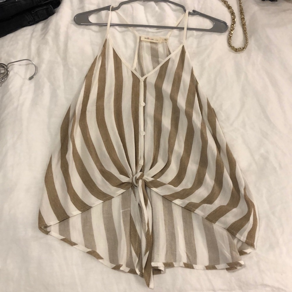 Gold and white stripped tank